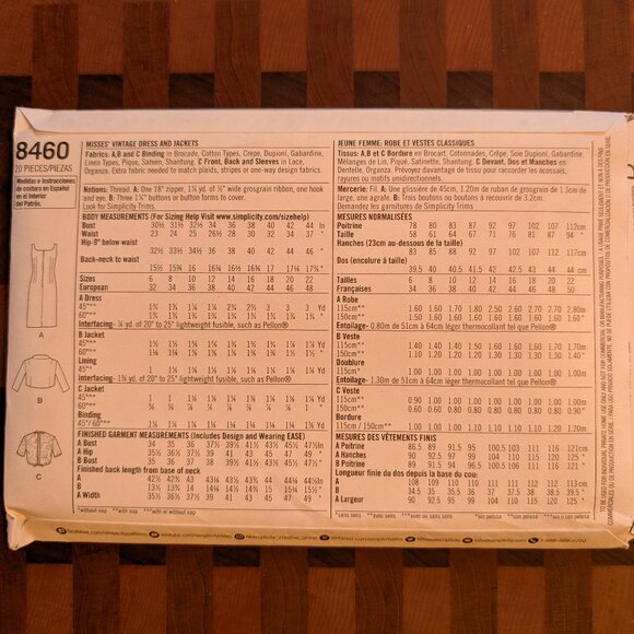 Simplicity 8460 - Uncut - 1950s Vintage - Sizes 6-14 - Sheath Dress and Jacket - Picture 2 of 2